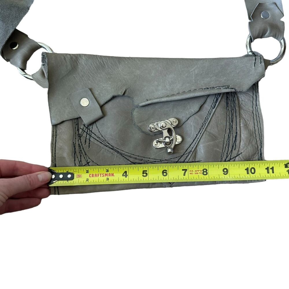 Boutique Mini Leather Crossbody Bag Brown Gray - Picture 11 of 11